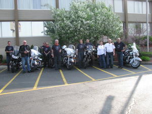 The Group of harley&amp;#039;s and  Beemers